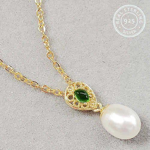 Jewelryroom.com - NEW! NATURAL PEARLS & CREATED EMERALD 925 STERLING ...