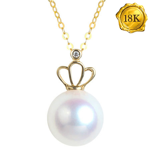 EXCLUSIVE ! FRESHWATER PEARL 18KT SOLID GOLD PENDANT