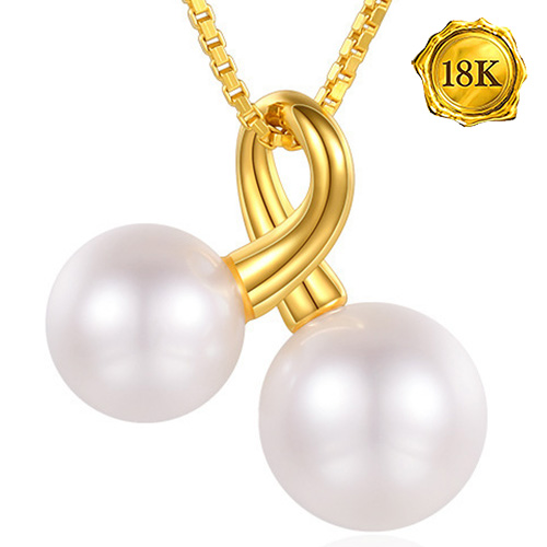 READY TO SHIP ! FRESHWATER PEARL 18KT SOLID GOLD PENDANT