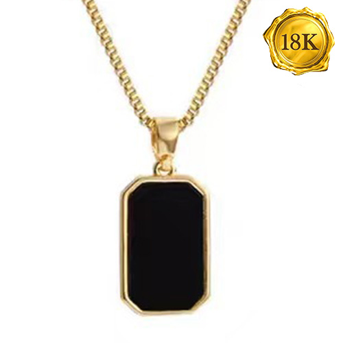 AWESOME !  BLACK  AGATE 18KT SOLID GOLD ELEGANT PENDANT