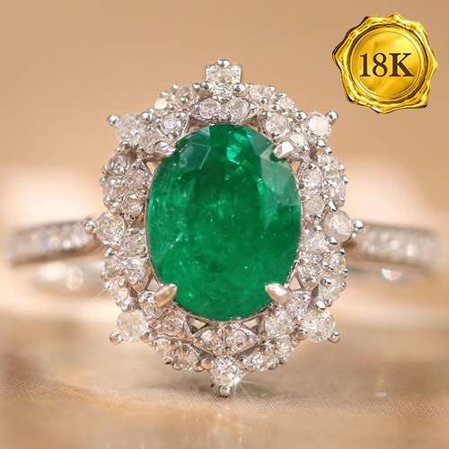 LUXURY COLLECTION ! (CERTIFICATE REPORT) 1.65 CT GENUINE EMERALD & 0.43 CT GENUINE DIAMOND 18KT SOLID GOLD TWO WAY PENDANT & RING