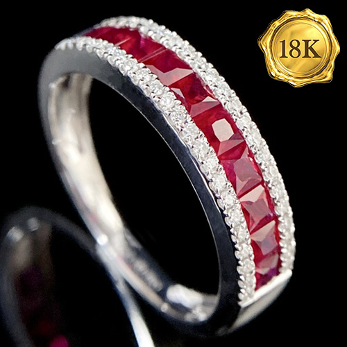 LUXURY COLLECTION ! (CERTIFICATE REPORT) 1.05 CT GENUINE RUBY & 0.16 CT GENUINE DIAMOND 18KT SOLID GOLD RING