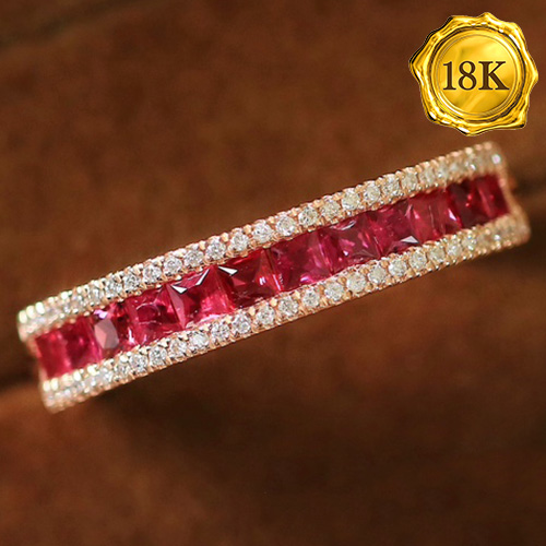 LUXURY COLLECTION ! (CERTIFICATE REPORT) 0.70 CT GENUINE RUBY & 0.12 CT GENUINE DIAMOND 18KT SOLID GOLD RING