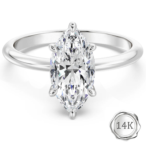 Guaranteed lowest price on Internet !- Ring - 14 kt. White gold - 1.00 ct. tw. Genuine Marquise Diamond (Lab-grown)