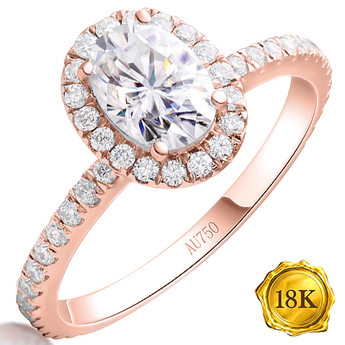 (CERTIFICATE REPORT) 1.00 CT DIAMOND MOISSANITE ENGAGEMENT (OVAL CUT/VVS) & 1/5 CT DIAMOND MOISSANITE SOLITAIRE 18KT SOLID GOLD ENGAGEMENT RING