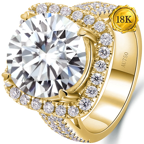 (CERTIFICATE REPORT) 5.00 CT DIAMOND MOISSANITE 18KT SOLID GOLD ENGAGEMENT RING
