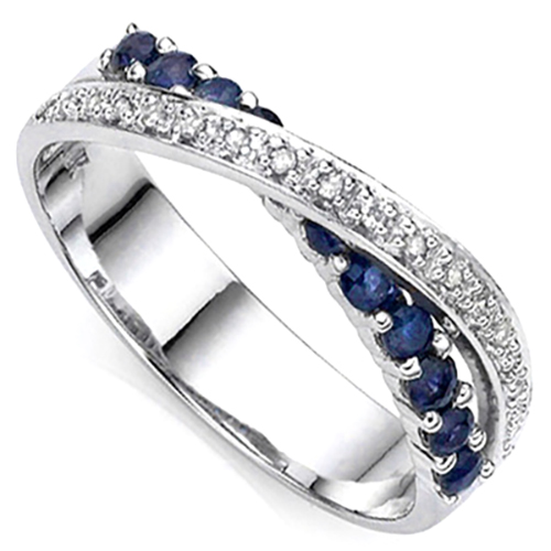 Jewelryroom.com - 1/2 CT SAPPHIRE & DIAMOND 925 STERLING SILVER RING ...