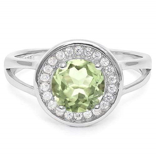 Two Tone Plated 4.16 Carat Genuine Green Amethyst & White Topaz .925 Sterling Silver Ring main image 0