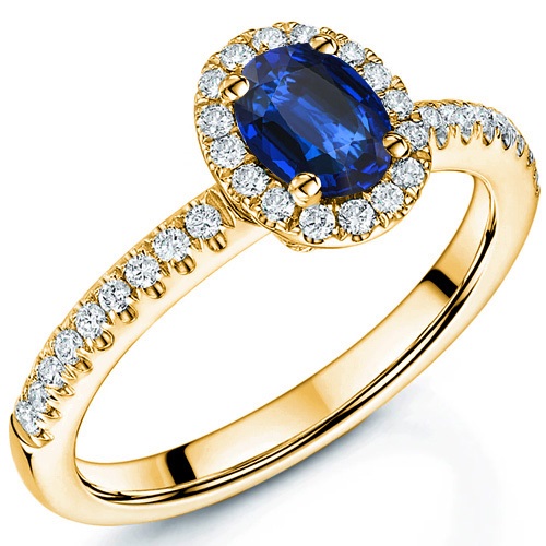 EXCLUSIVE ! 1/2 CT LAB GROWN SRI LANKA SAPPHIRE & 1/4 CT GENUINE DIAMOND 10KT SOLID GOLD RING