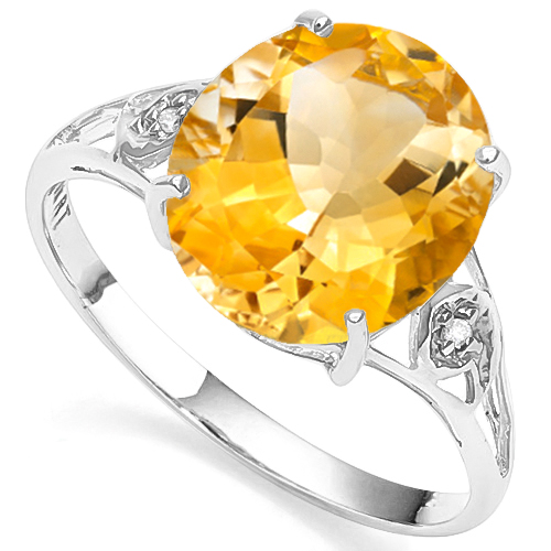 AWESOME ! 4.47 CT CITRINE & DIAMOND (VS) 10KT SOLID GOLD RING
