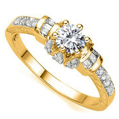 PRICELESS ! 1/3 CT DIAMOND MOISSANITE & 1/5 CT DIAMOND SOLITAIRE 10KT SOLID GOLD ENGAGEMENT RING