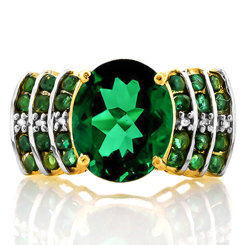 4.36 CT EMERALD & DIAMOND 10KT SOLID GOLD RING