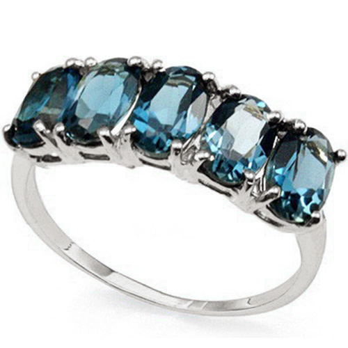 SMASHING ! 2.66 CT LONDON BLUE TOPAZ 10KT SOLID GOLD BAND RING