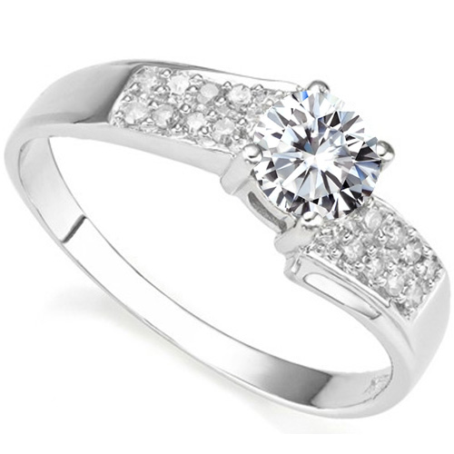 VS CLARITY ! 1/3 CT DIAMOND MOISSANITE & DIAMOND SOLITAIRE 10KT SOLID GOLD ENGAGEMENT RING