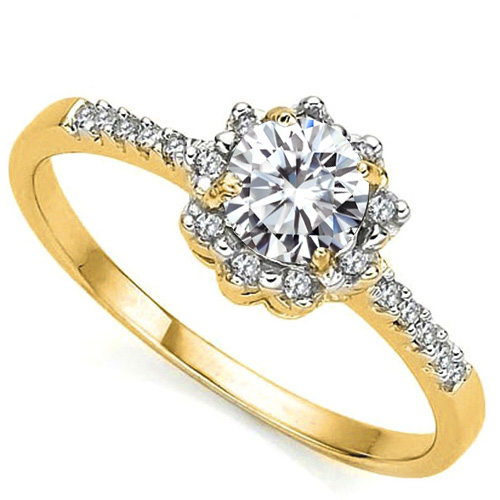 VVS CLARITY ! 1/3 CT DIAMOND MOISSANITE & DIAMOND SOLITAIRE 10KT SOLID GOLD ENGAGEMENT RING