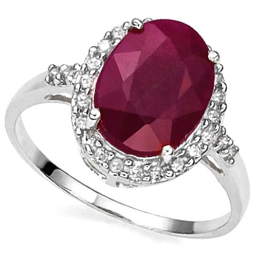3.00 CT AFRICAN RUBY & 1/5 CT DIAMOND (VS CLARITY) 14KT SOLID GOLD RING