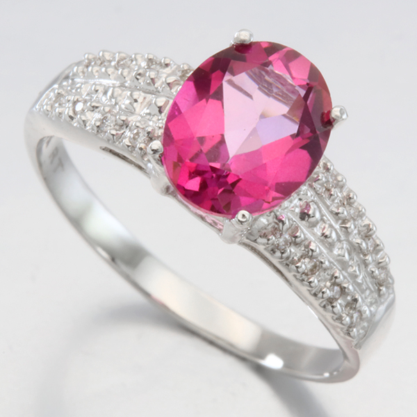 VS CLARITY ! 2.13 CT IMPERIAL PINK TOPAZ & DIAMOND  14KT SOLID GOLD RING