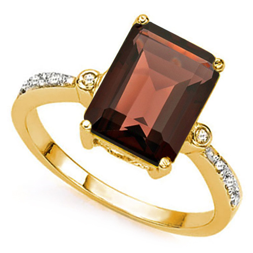 DAZZLING ! 4.16 CT GARNET & DIAMOND 10KT SOLID GOLD RING