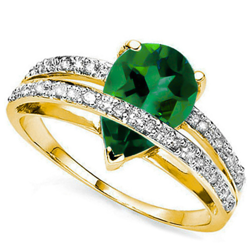 VS CLARITY ! 1.35 CT EUROPEAN EMERALD & DIAMOND 10KT SOLID GOLD RING