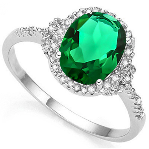 VS CLARITY ! 2.00 CT EUROPEAN EMERALD & DIAMOND 10KT SOLID GOLD RING