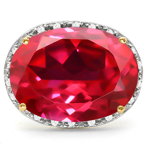 9.43 CT RUSSIAN RUBY & DIAMOND 10KT SOLID GOLD RING