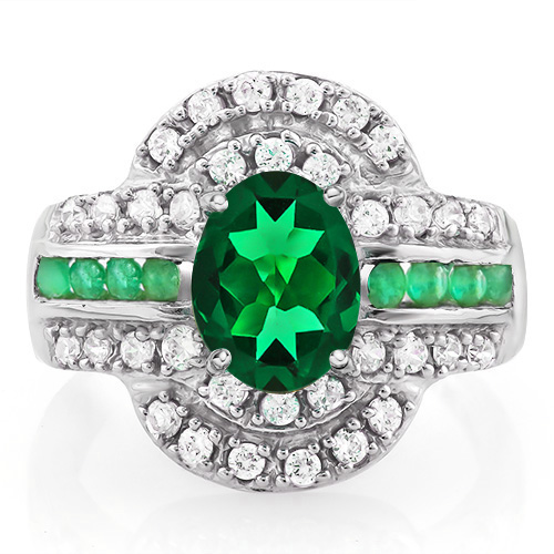 3.00 CT EMERALD & 1/2 CT DIAMOND (VS CLARITY) 14KT SOLID GOLD RING