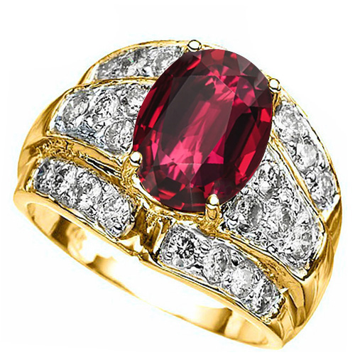 FANTASTIC ! 2.50 CT LAB GROWN MOZAMBIQUE RUBY & 4/5 CT GENUINE DIAMOND 14KT SOLID GOLD RING