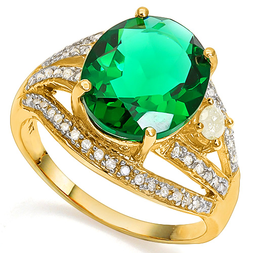 VS CLARITY ! 5.80 CT RUSSIAN EMERALD & 2/5 CT DIAMOND 14KT SOLID GOLD RING