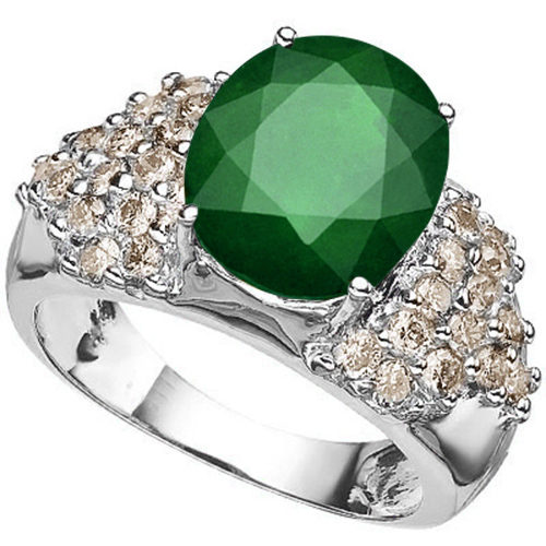 3.00 CT EMERALD & 1.00 CT DIAMOND 10KT SOLID GOLD RING