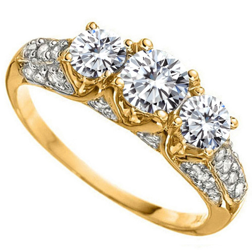 VVS CLARITY ! 4/5 CT DIAMOND MOISSANITE & 1/5 CT DIAMOND 14KT SOLID GOLD ENGAGEMENT RING