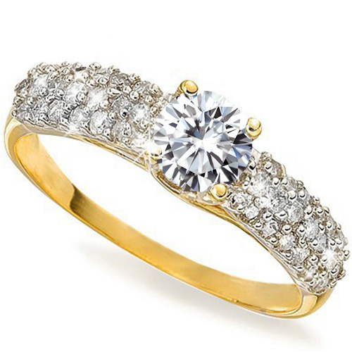 VS CLARITY ! 1/3 CT DIAMOND MOISSANITE  & 1/3 DIAMOND SOLITAIRE 10KT SOLID GOLD ENGAGEMENT RING
