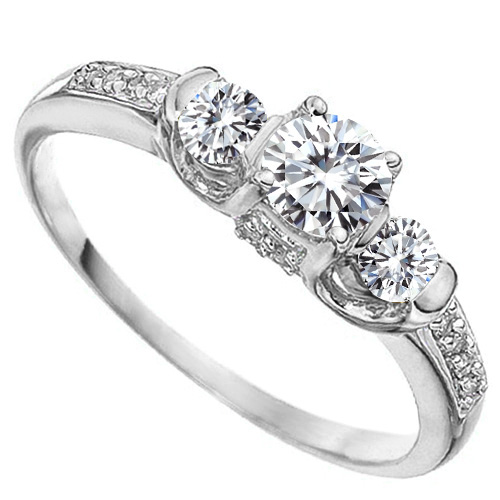 VS CLARITY ! 1/2 CT DIAMOND MOISSANITE SOLITAIRE & DIAMOND 10KT SOLID GOLD ENGAGEMENT RING