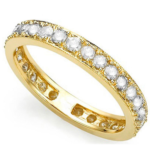 BEAUTEOUS ! 1.00 CT DIAMOND MOISSANITE (VVS CLARITY) 10KT SOLID GOLD ETERNITY RING