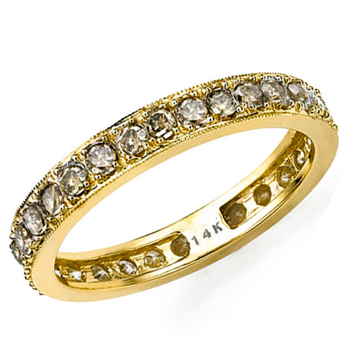 1.00 CT CHOCOLATE DIAMOND 14KT SOLID GOLD ETERNITY