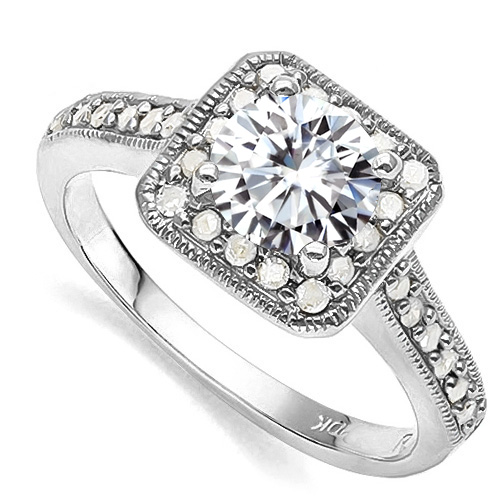 VS CLARITY ! 1.00 CT DIAMOND MOISSANITE & 1/4 CT DIAMOND SOLITAIRE 10KT SOLID GOLD ENGAGEMENT RING