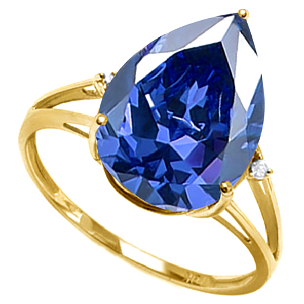 BRILLIANT ! 9.38 CT LAB TANZANITE & DIAMOND 10KT SOLID GOLD RING