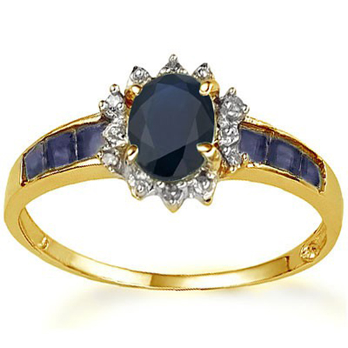 1.42 CT SAPPHIRE & DIAMOND 10KT SOLID GOLD RING