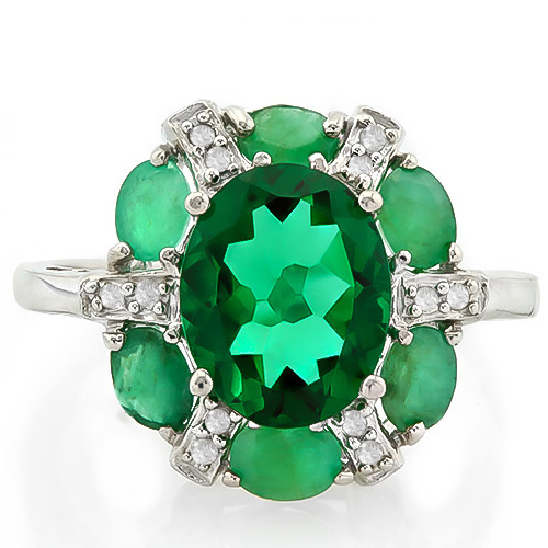 VS CLARITY ! 3.22 CT EMERALD & DIAMOND 10KT SOLID GOLD RING
