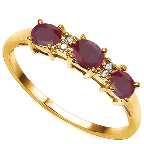 SPLENDID ! 2/3 CT GENUINE RUBY & DIAMOND 10KT SOLID GOLD BAND RING