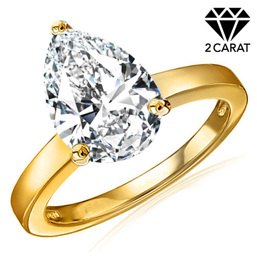 (CERTIFICATE REPORT) 2.00 CT DIAMOND MOISSANITE (D/VVS) SOLITAIRE 10KT SOLID GOLD ENGAGEMENT RING