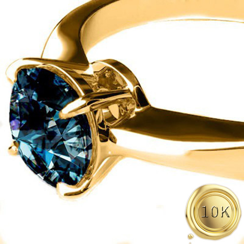 1/4 CT GENUINE BLUE DIAMOND SOLITAIRE 10KT SOLID GOLD ENGAGEMENT RING