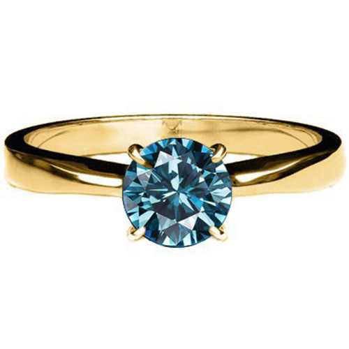 1/4 CT BLUE DIAMOND SOLITAIRE 14KT SOLID GOLD ENGAGEMENT RING