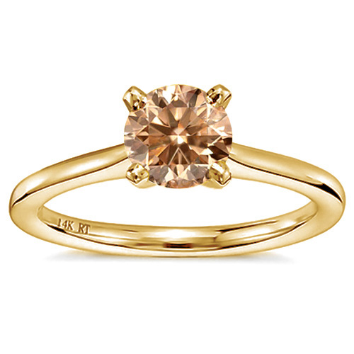 DAZZLING ! 1/4 CT GENUINE CHOCOLATE DIAMOND SOLITAIRE 14KT SOLID GOLD ENGAGEMENT RING
