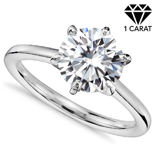 (CERTIFICATE REPORT) 1.00 CT DIAMOND MOISSANITE (VVS) SOLITAIRE 10KT SOLID GOLD ENGAGEMENT RING