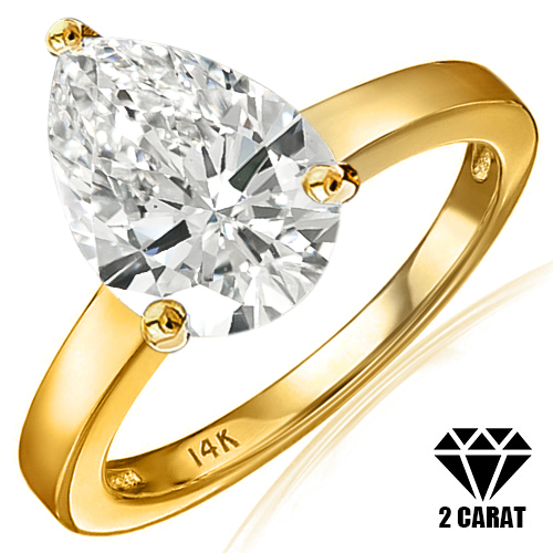 (CERTIFICATE REPORT) 2.00 CT DIAMOND MOISSANITE (D/VVS) SOLITAIRE 14KT SOLID GOLD ENGAGEMENT RING