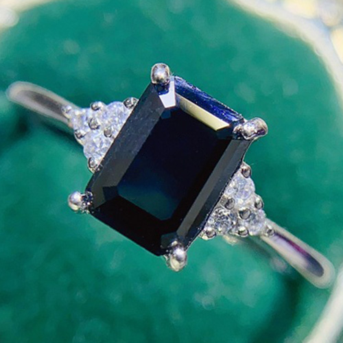 NEW!! (CERTIFICATE REPORT) 1.00 CT BLACK DIAMOND MOISSANITE & CREATED WHITE SAPPHIRE 925 STERLING SILVER RING