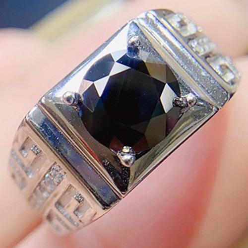 NEW!! (CERTIFICATE REPORT) 2.00 CT BLACK DIAMOND MOISSANITE & CREATED WHITE SAPPHIRE 925 STERLING SILVER RING