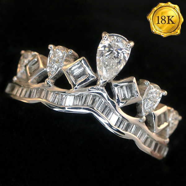 LUXURY COLLECTION ! 0.45 CT GENUINE DIAMOND 18KT SOLID GOLD RING