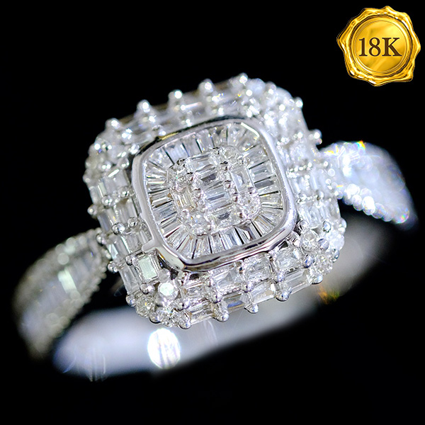 LUXURY COLLECTION ! 0.86 CT GENUINE DIAMOND 18KT SOLID GOLD RING
