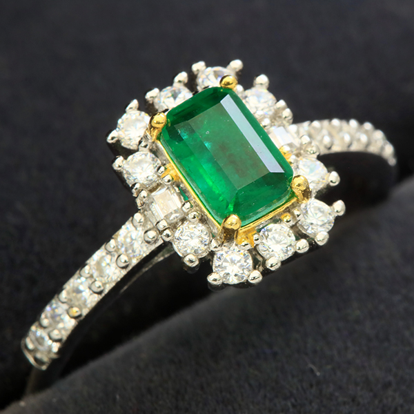 Jewelryroom.com - NEW! CREATED EMERALD & WHITE TOPAZ 925 STERLING ...